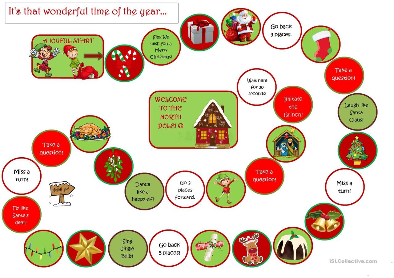 Christmas Board Game: IT'S THAT WONDERFUL TIME OF THE YEAR... - English ESL  Worksheets for distance learning and physical classrooms